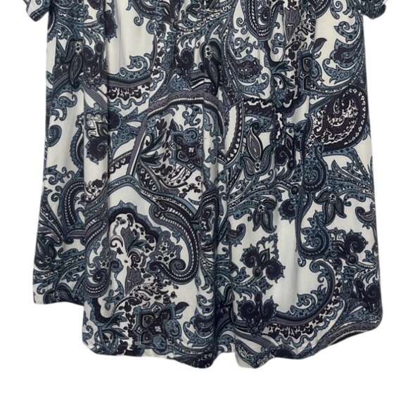 a Jesdani Paisley Print Shirt Womens 1X Blue White New Short Sleeve - Picture 5 of 10